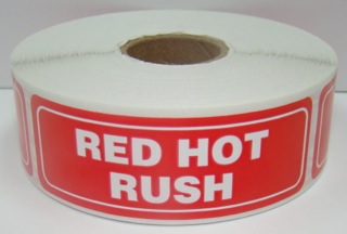 1" x 3" RED HOT RUSH Labels