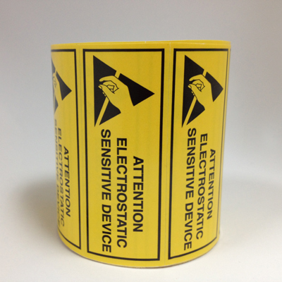 Static Warning Labels - 'Attention Electrostatic Sensitive Device' - 2.5" x 1"