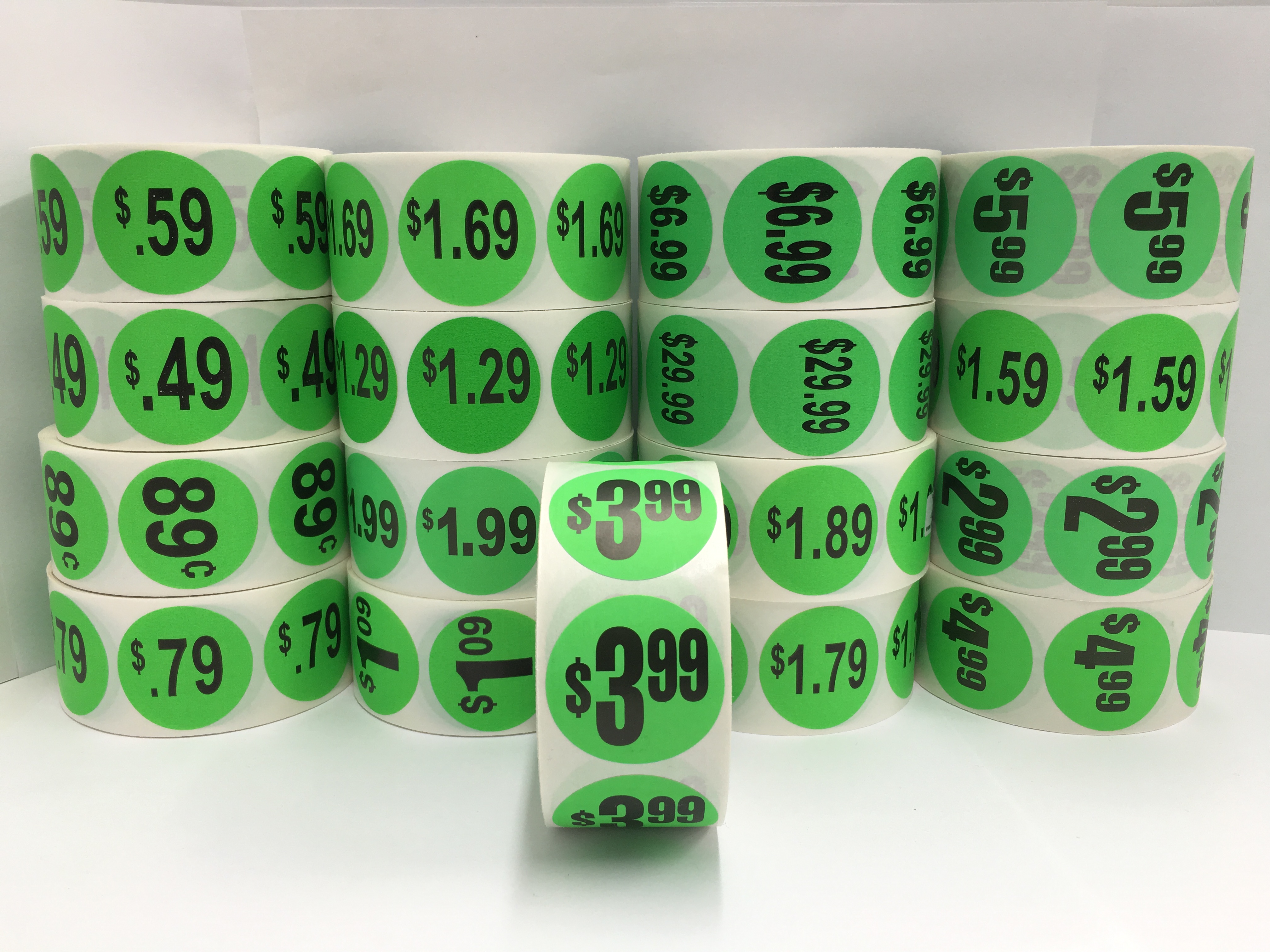 Green Retail Pricing Stickers, 1000 Per Roll