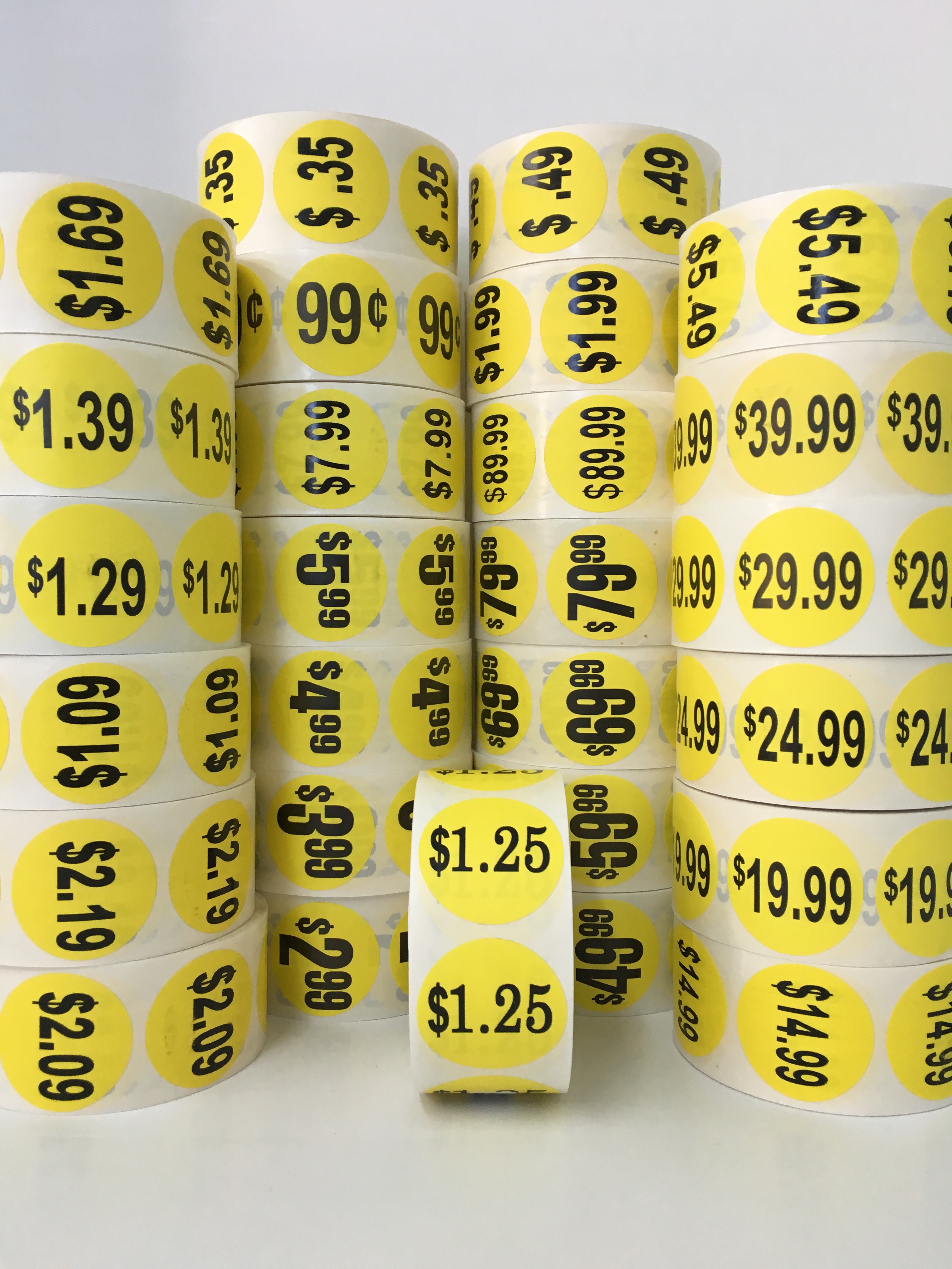 Yellow Retail Pricing Stickers, 1000 Per Roll 