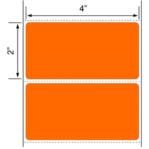 Orange 4" x 2" Desktop Direct Thermal Labels - 750 Per Roll     