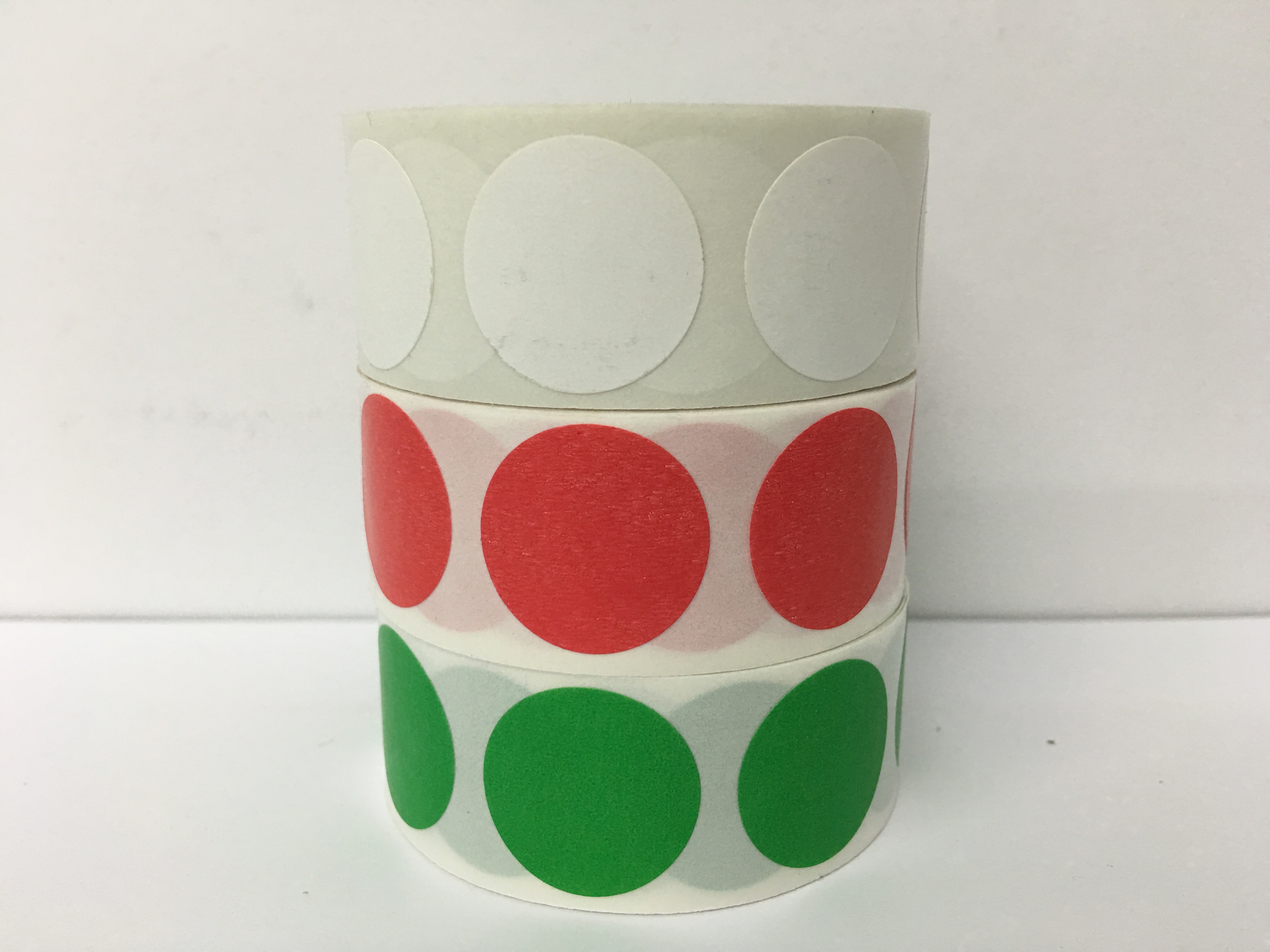 3 Rolls Color Coded Labels (Red, Green, White Dot Package) 