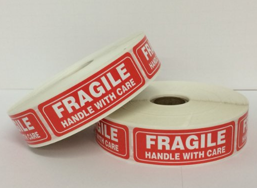 1" x 3" FRAGILE Handle with Care Labels