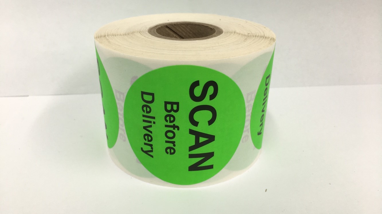 "SCAN BEFORE DELIVERY" Stickers, 500 Labels 