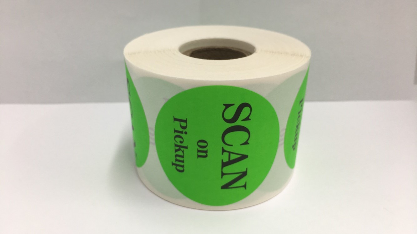 "SCAN ON PICKUP" Stickers, 500 Labels  