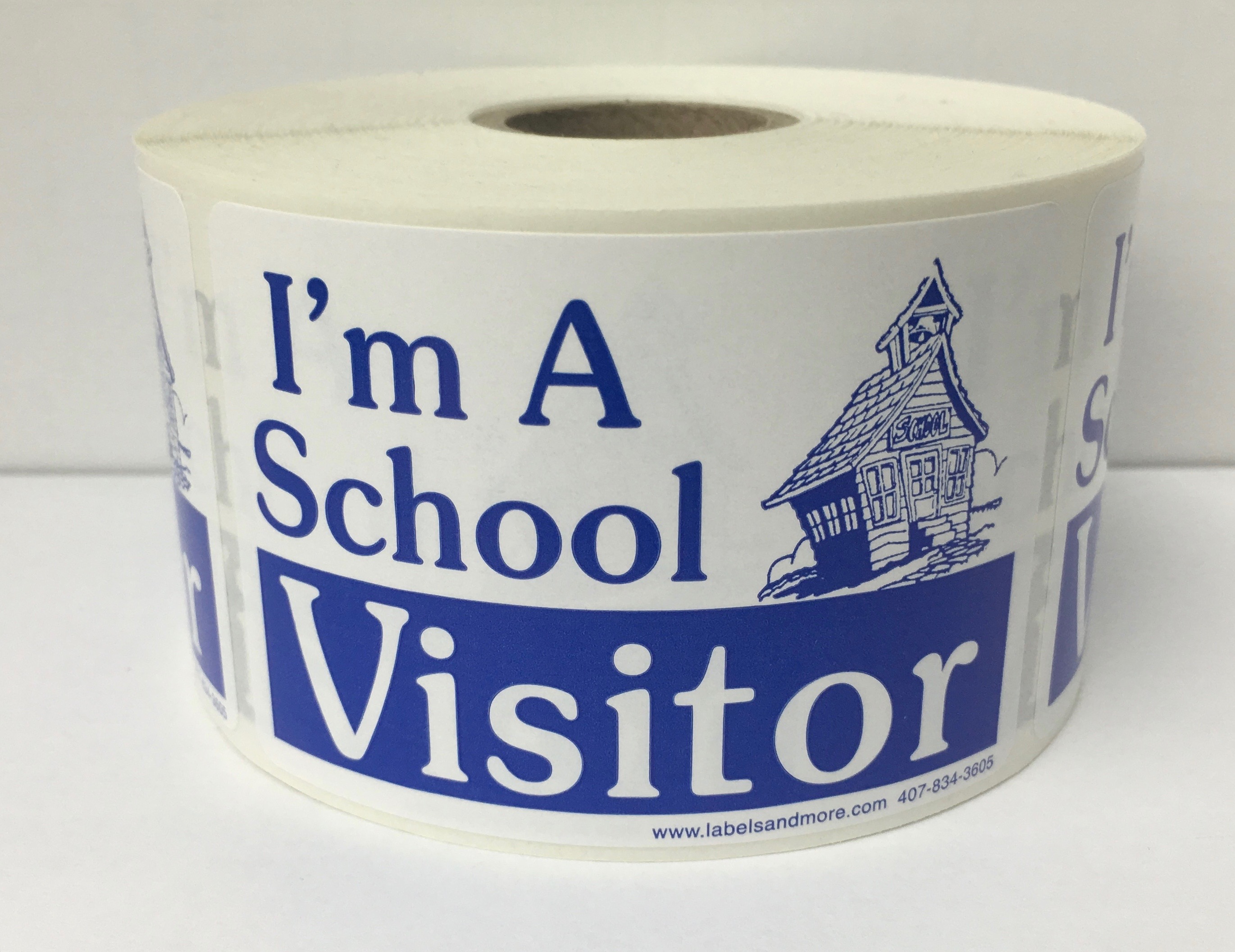 Blue I'M A SCHOOL VISITOR Stickers, 500 Labels Per Roll  