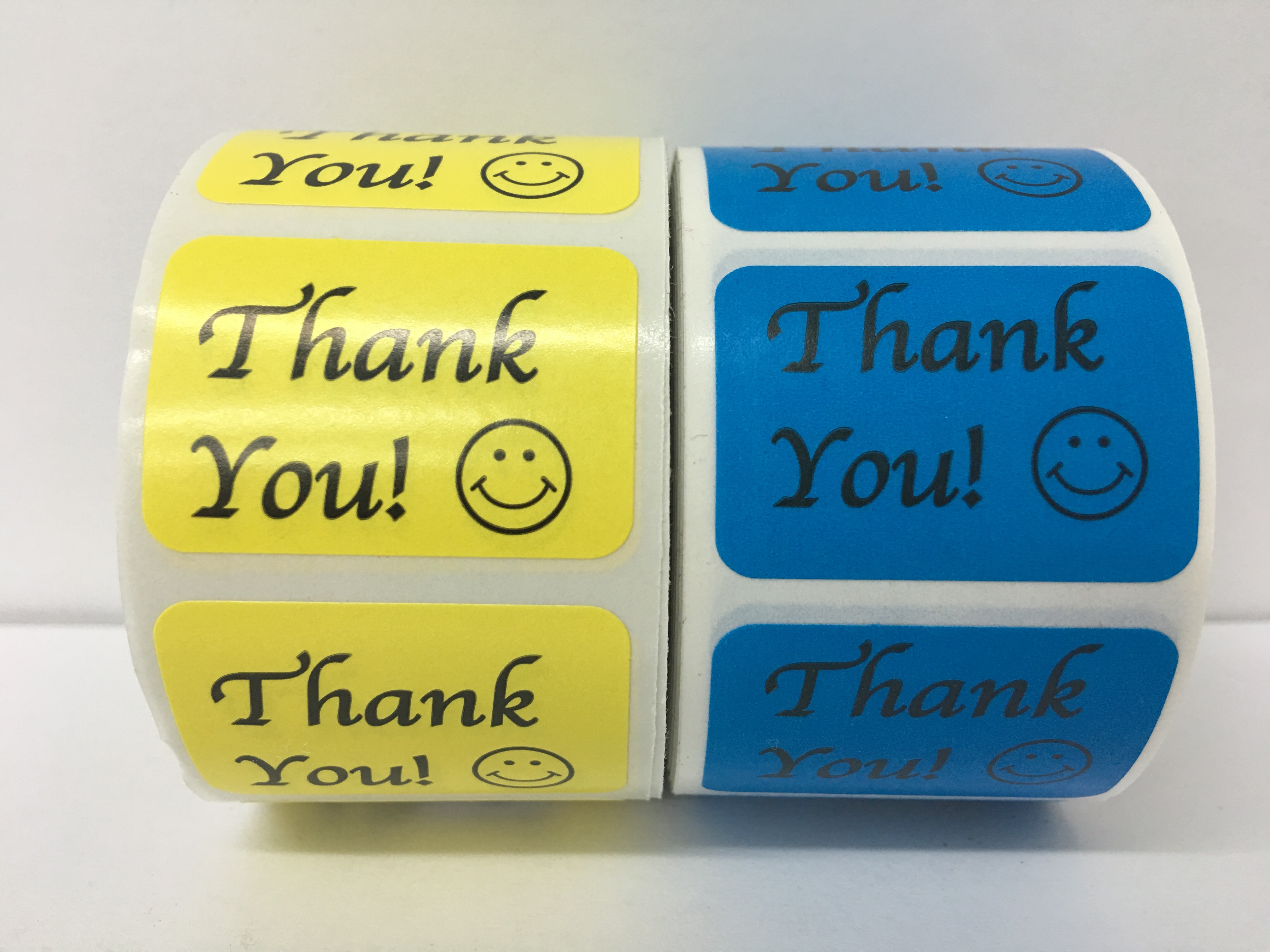 "Thank You" Stickers, Yellow or Blue - 500 Labels