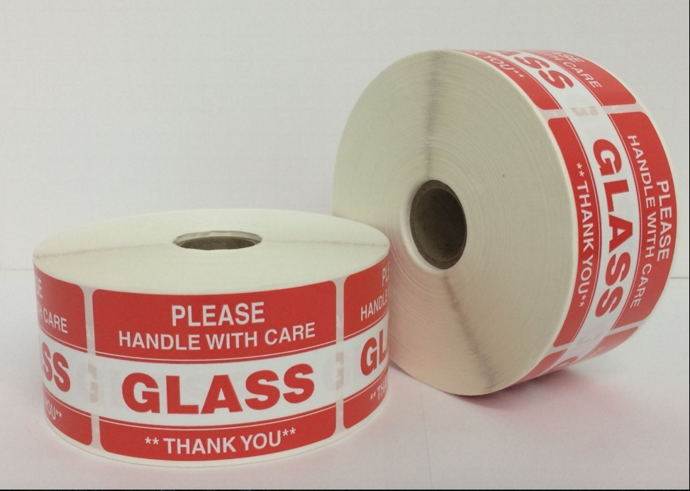 2" x 3" Please GLASS Handle With Care Labels, 500 P/R