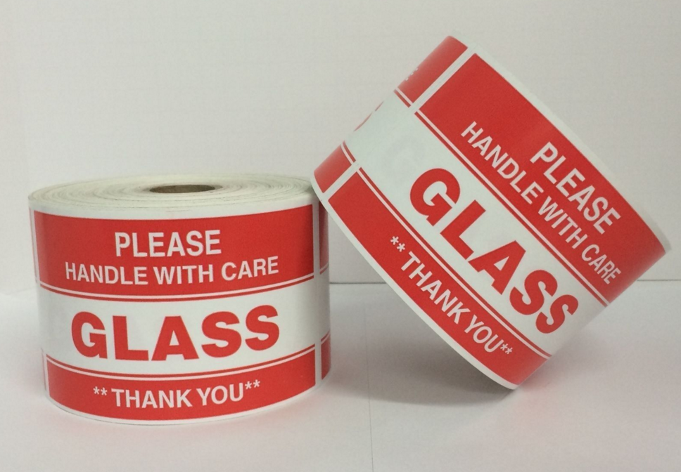 3" x 5" Please GLASS Handle With Care Labels, 500 P/R