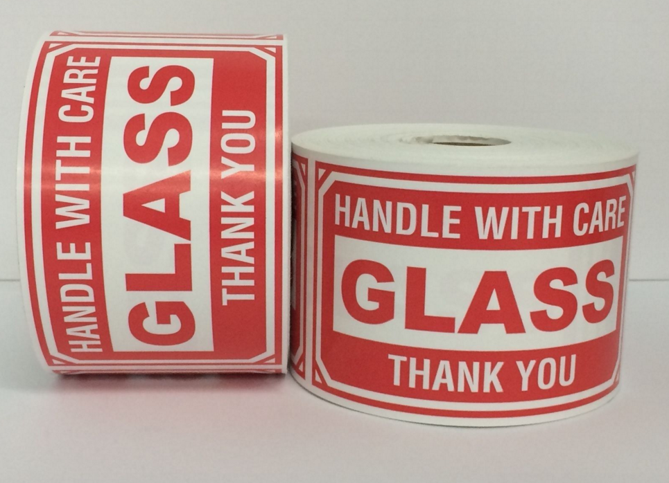 3" x 5" GLASS Handle With Care Labels, 500 P/R
