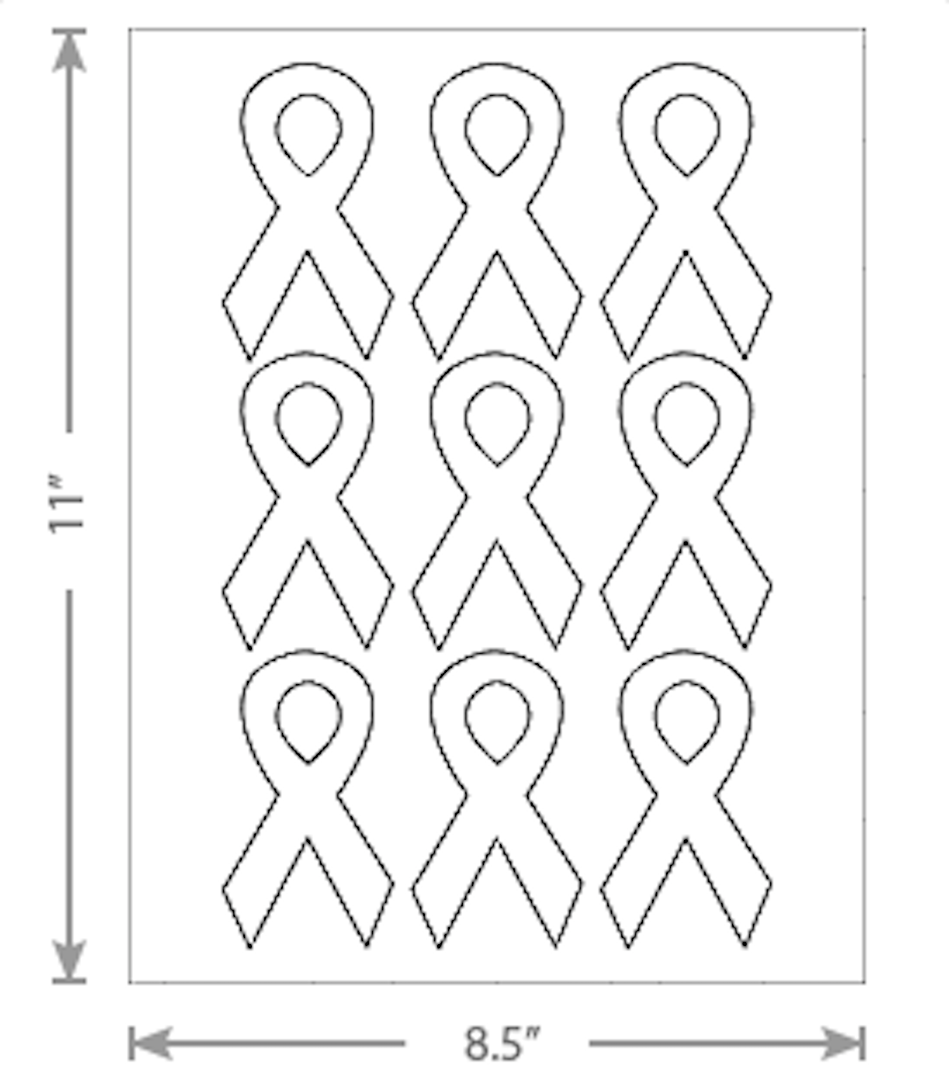 1.9576" x 3.4153" Awareness Ribbon White Labels 9-Up  