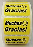 "Muchas Gracias" Stickers, Yellow - 500 Labels